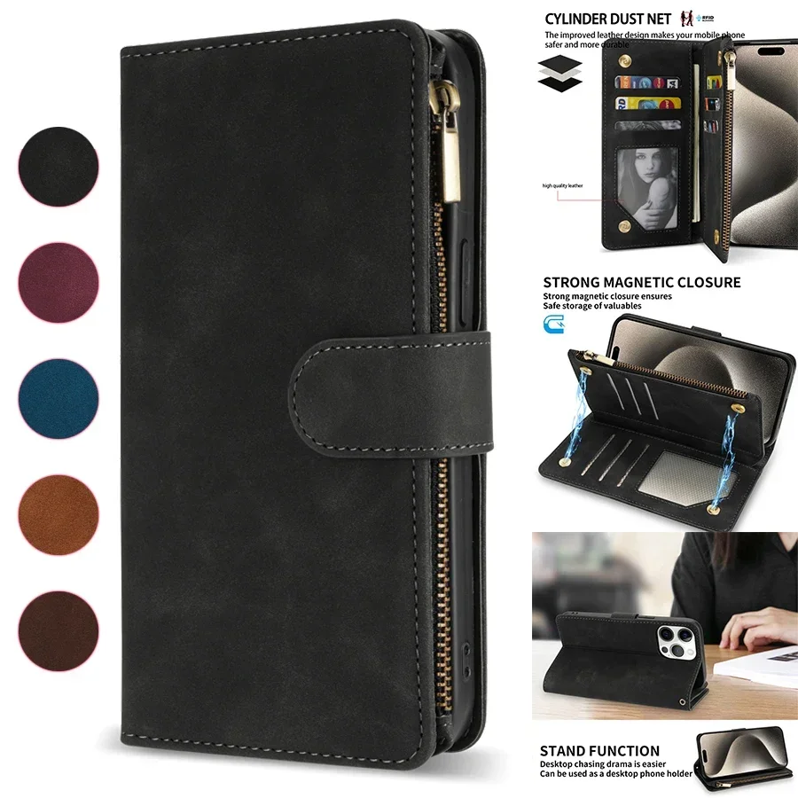 Tech Accessories Iphone - Portemonnee Multi-card Rits Kickstand Magnetische Flip