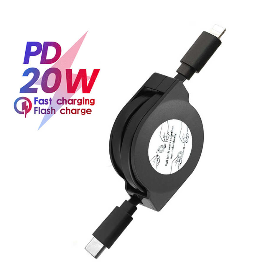 Tech Accessories Apple - Intrekbare Pd 20W Snellaadkabel Voor Iphone