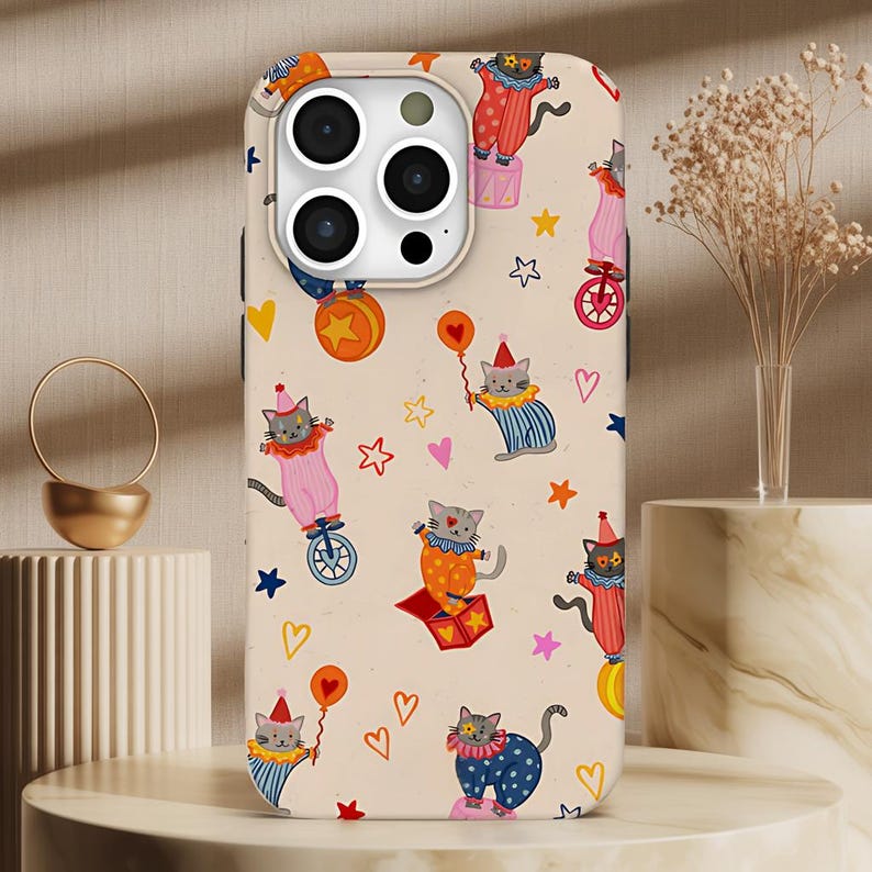 Tech Accessories Iphone - Circus Kat IPhone Hoesje Kitten Clown