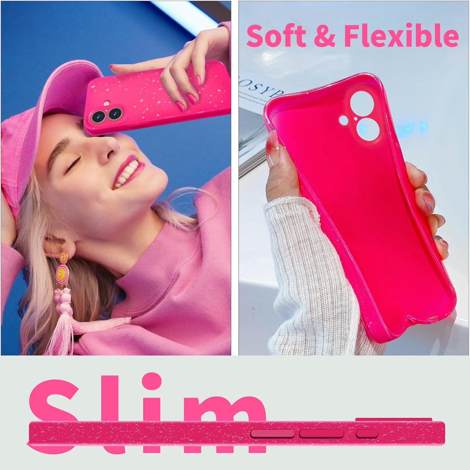 Hot Pink Rose Glitter Case Voo - Tech Accessories Iphone recensie en prijs